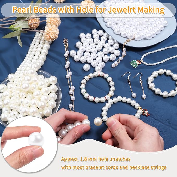 150pcs Pink 12mm Pearl Beads - Image 3