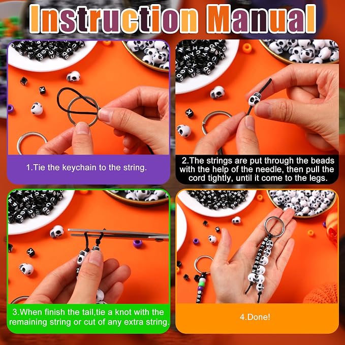 Landical 564 Pcs DIY Bead Keychain Kit Key Chain Making Craft Adjustable Letter - Image 2