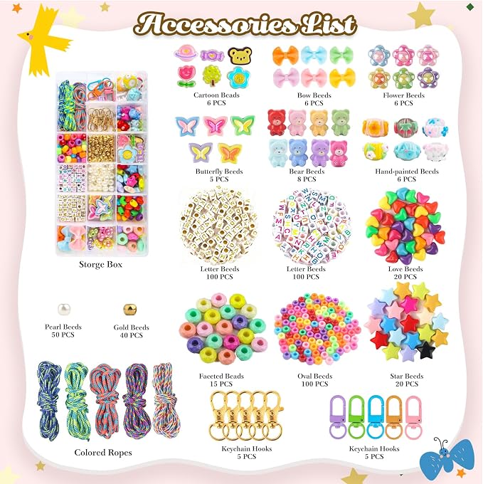 Ecoofor 487 PCS Beaded Keychain Making Kit, Acrylic Letter Beads - Image 3