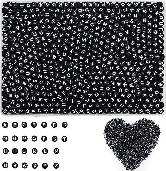 YMSDZHL Alphabet Beads A-Z 1300Pcs Letter Beads, Acrylic 4x7mm Round Letter by YMSDZHL