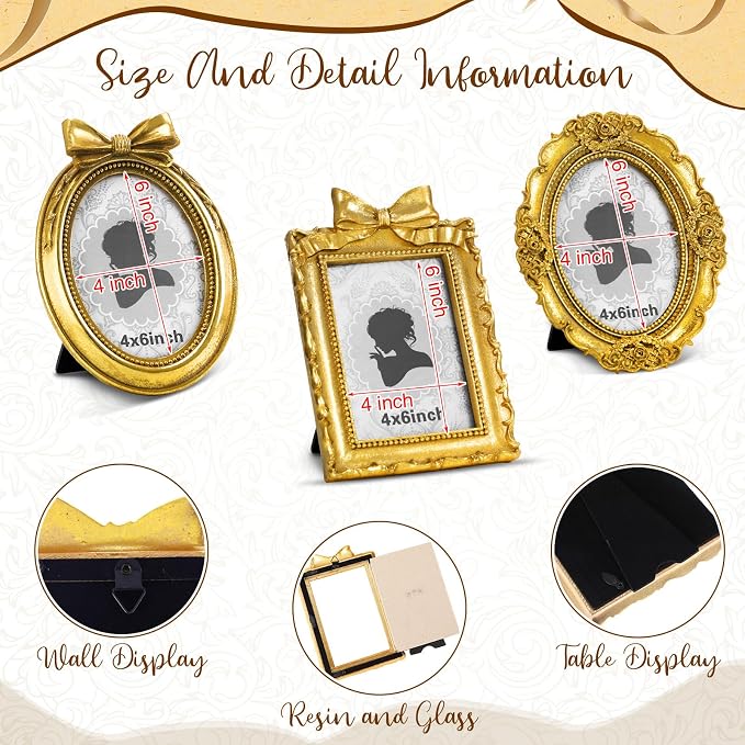 Vicenpal 12 Pcs Tiny Picture Ornate Frames 4 x 6 Inch Small Vintage Oval - Image 3