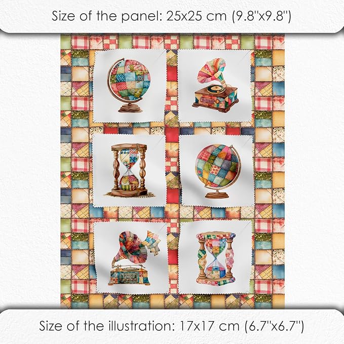 Patchwork Globe Cotton Fabric Panel – 6 Designs + Bonus Sheet 29.5×19.6 inch - Image 6