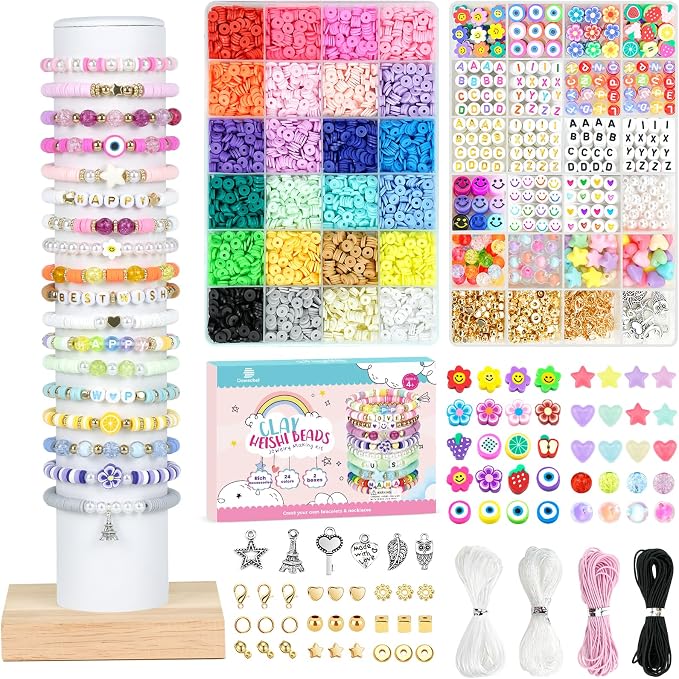 Dowsabel Clay Beads 7500 Pcs Friendship Bracelet Making Kit, 2 Boxes 24 Colors by Dowsabel