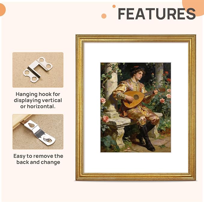 upsimples Vintage 16x20 Frames, Antique Gold Frames Display 11x14 - Image 5