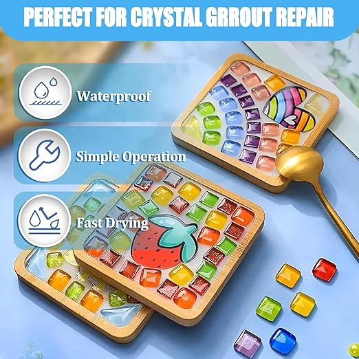 Mosaic Crystal Grout, Mosaics Tile Tools, Mosaic Tile Accessories – Essential for Handmade Grouting and Perfect for DIY Craft Projects (Translucent, 12.3oz)