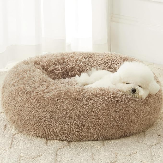 WNPETHOME Calming Dog Bed, Anti-Anxiety Donut Small Dog Bed, Fluffy Faux Fur by WNPETHOMEPETSHOME