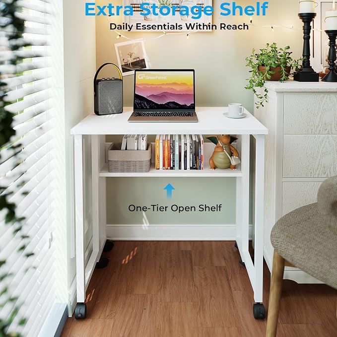 GreenForest Folding Desk with Wheels, 24.8" Rolling Table - Image 5