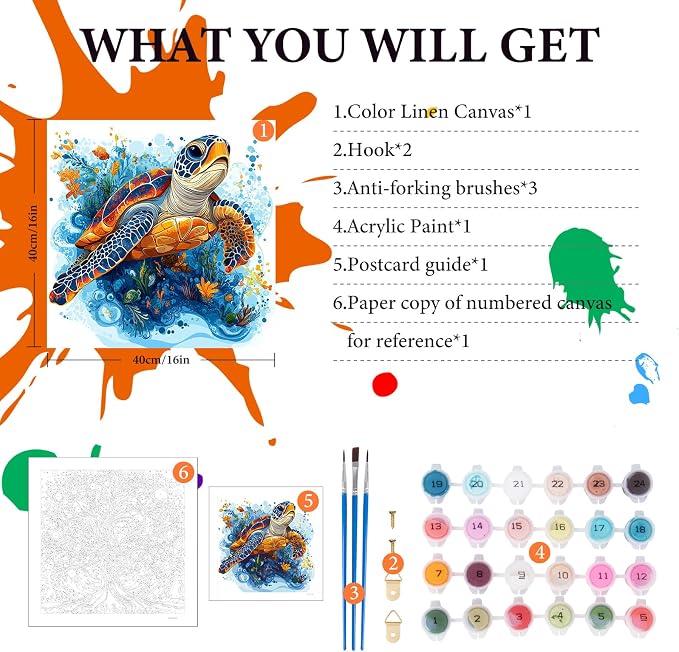 Fountor Sea Turtle Paint by Numbers Kit - Image 4