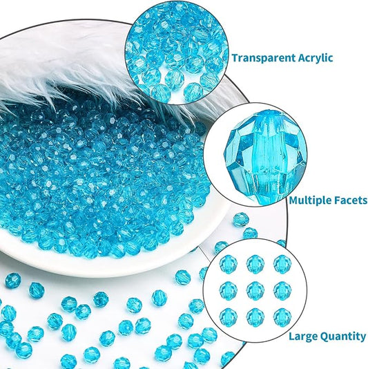 BONNY BOXX 500pcs 8mm Acrylic Faceted Round Crystal Beads Transparent - Image 2
