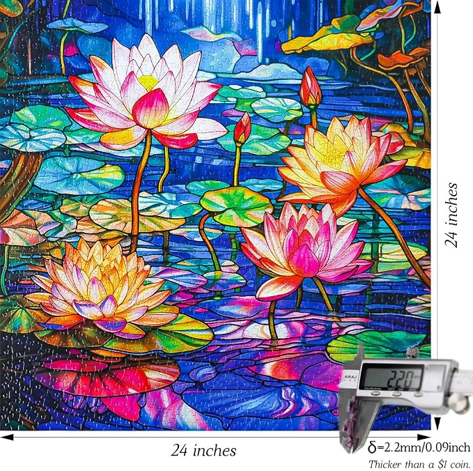Bgraamiens Stained Glass Waterlily Jigsaw Puzzle - Image 6