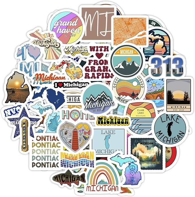 BulbaCraft Michigan Stickers for Water Bottle and Laptop by BulbaCraft