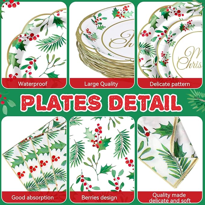 Pickmesh 400 Pcs Christmas Party Supplies Include Seasonal Holly Leaf - Image 2