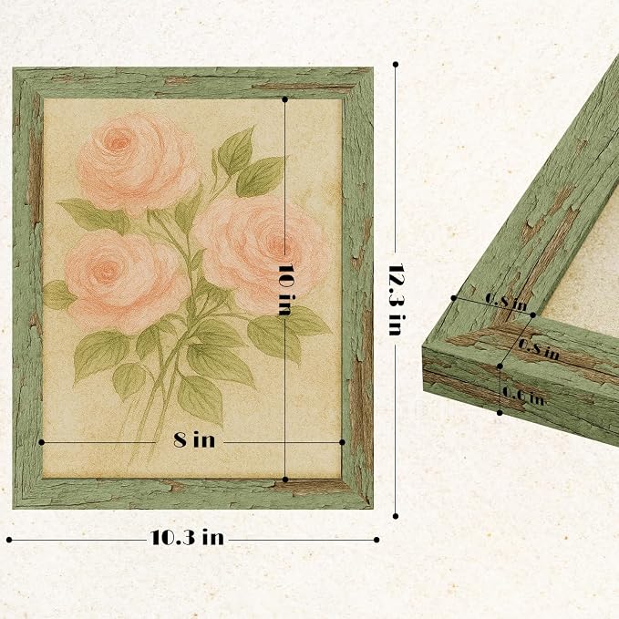 puthiac 8x10 Rustic Farmhouse Picture Frame, Weathered Green, 1 Pack | - Image 5