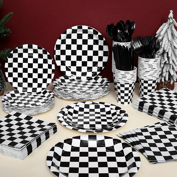 Pickmesh 400 Pcs Race Car Birthday Party Supplies Include Black White Checkered - Image 4