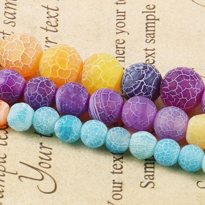 60pcs Natural Matte Rainbow Oxidized Gemstone Beads，6mm Frosted Round Loose - Image 5