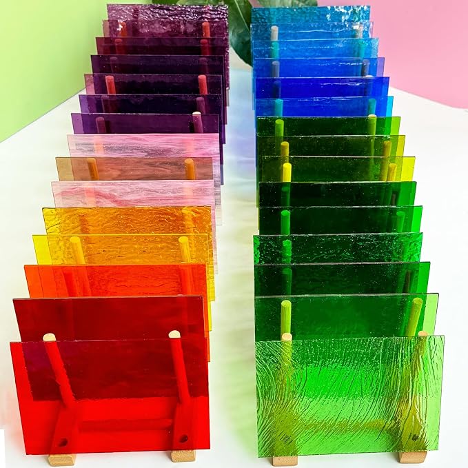 ILLUCKAI 36 Sheets Transparent Stained Glass Sheets, 6 x 4 Inch Cathedral Art - Image 5