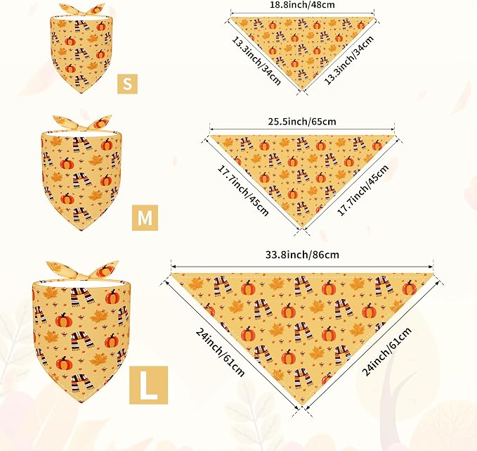 30 Pcs Fall Dog Bandanas Bulk for Small Dogs 18 Inch Stitch Edge Dog Bandanas - Image 2