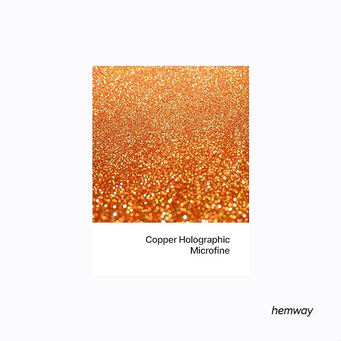 Hemway Polyurethane & Epoxy Resin Glitter 100g / 3.5oz Metallic Crystal Flake Additive for Flooring Jewelry Tumblers Glass Pigment - Microfine (1/256" 0.004" 0.1mm) - Copper Holographic