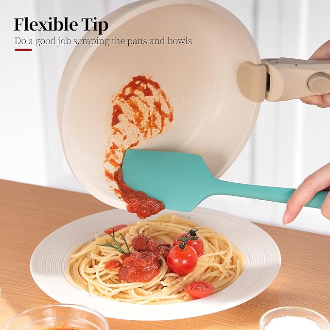 Heat Resistant Silicone Spatula Set of 4, Luxiwise 600ºF High Temp Baking Scraper Cooking Utensils Non-Stick BPA-Free for Seamless Mixing, Folding, Scraping with Rubber Kitchen Essentials (Multi-3)