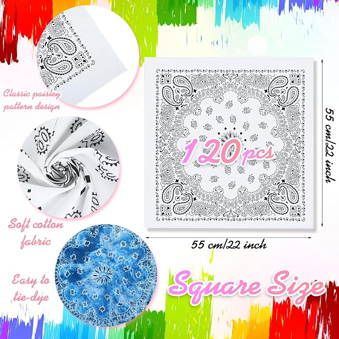 Bonuci 20/50/80/120 Pieces White Bandana Bulk - Image 2