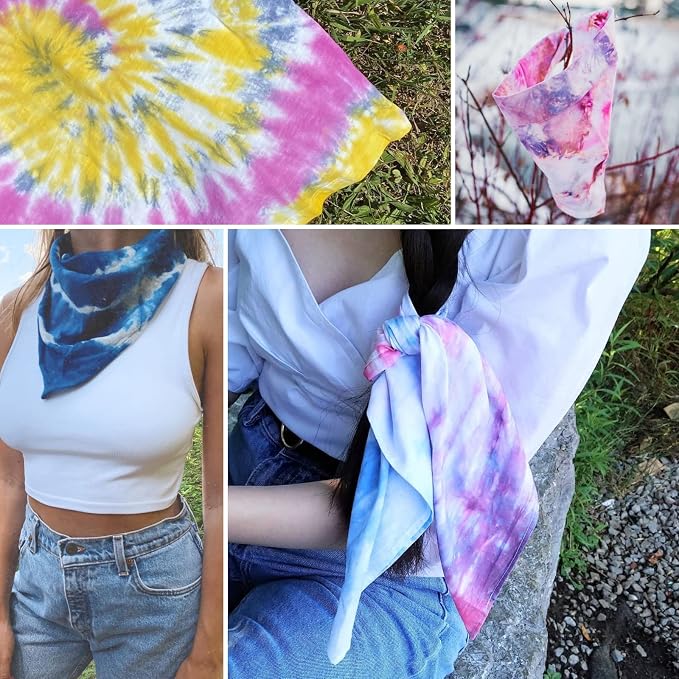 White Bandana for Tie Dye Party Supplies Plain Solid Cotton Large Headband Head - Image 9