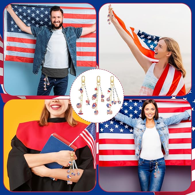 CraftyDream 558 Pcs American Flag Charm Keychains Making Kit Patriotic Charms - Image 8