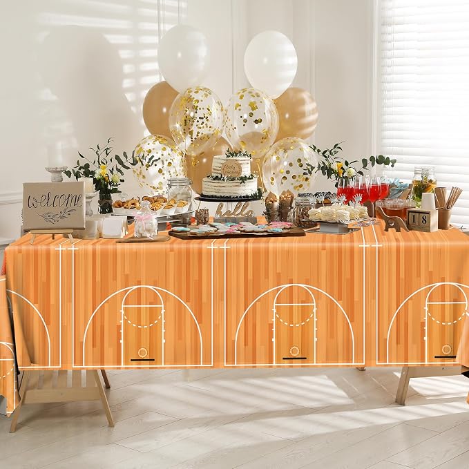 Basketball Party Decorations 2PCS Basketball Plastic Tablecloths Disposable - Image 4