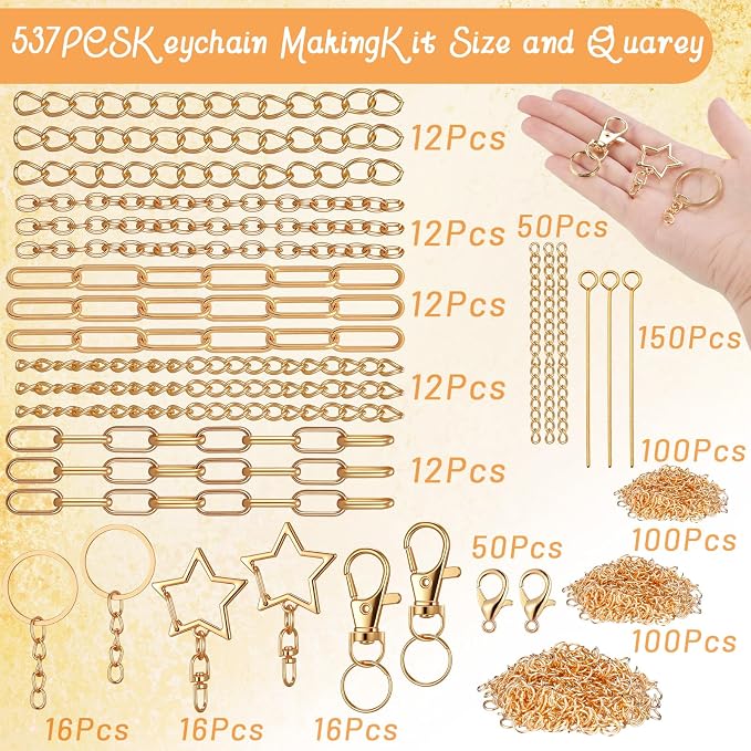 Liliaafar 48 Set Keychain Making Kit Gold Silver Metal Keychain Clips - Image 2