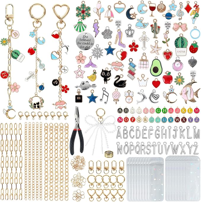 Himake 389Pcs Charms Lip Gloss Keychain Making Kit, DIY Bag Charm Kit by Himake