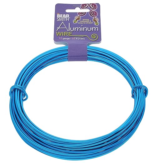 The Beadsmith Anodized Aluminum Wire – 12 Gauge – 39 feet – Turquoise Color – Bendable Craft Wire Used to Jewelry Making, Wire Wrapping, Sculpting, Floral, Modeling and Other DIY Arts & Crafts