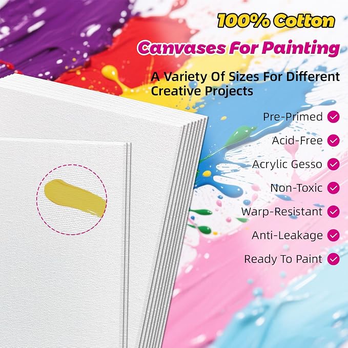 10 Pack 11"x14" Canvas Panels for Painting, Art Painting Supplies | 100% Cotton - Image 3