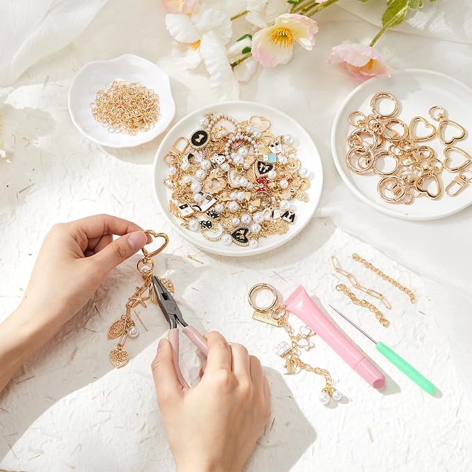 VioraWhite 457 Pcs Charms Lip Gloss Keychain Making Kit, DIY Craft - Image 3