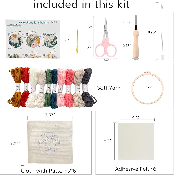 Myfelicity Punch Needle Kit, 6-Piece Set-Punch Needle Coaster Kit, - Image 5