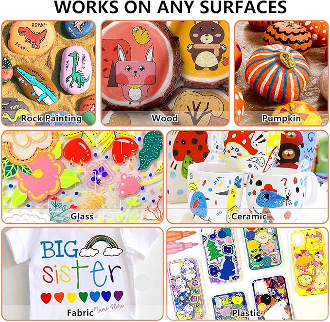 Gunsamg Fine Tip Acrylic Paint Markers – 100 Colors Acrylic Paint Pens for Rock, Glass, Wood, Stone, Ceramic, Fabric, Metal, Canvas – Permanent Waterproof No Bleed Paint Pens for Crafts & Art Supplies