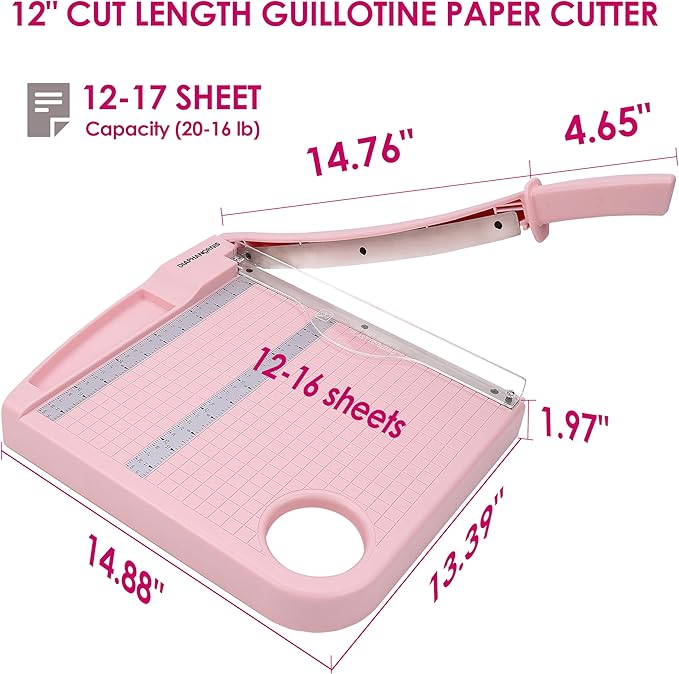 12" Guillotine Paper Cutter,Paper Trimmer Accurate Cutting with with Safety Protection and Blade Lock,12 Sheets Capacity, Perfect for Cardstock, Cardboard, Photos, Vinyl, Crafts,Scrapbooking