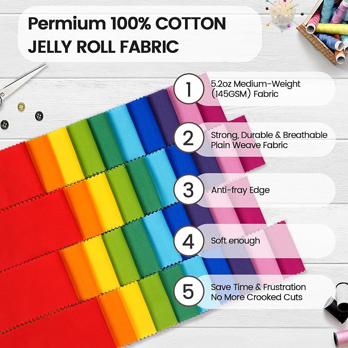 Craftido-20 Options-100% Cotton Jelly Roll Fabric Precut Strips - Image 6