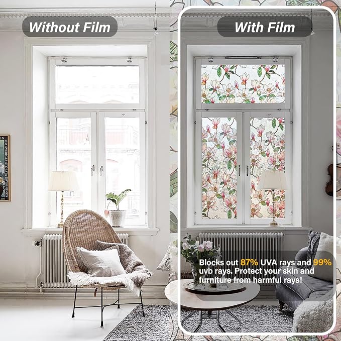 Ranzdn Window Privacy Film, Stained Glass, Static Cling, 45.2" x 78.7" | No - Image 2