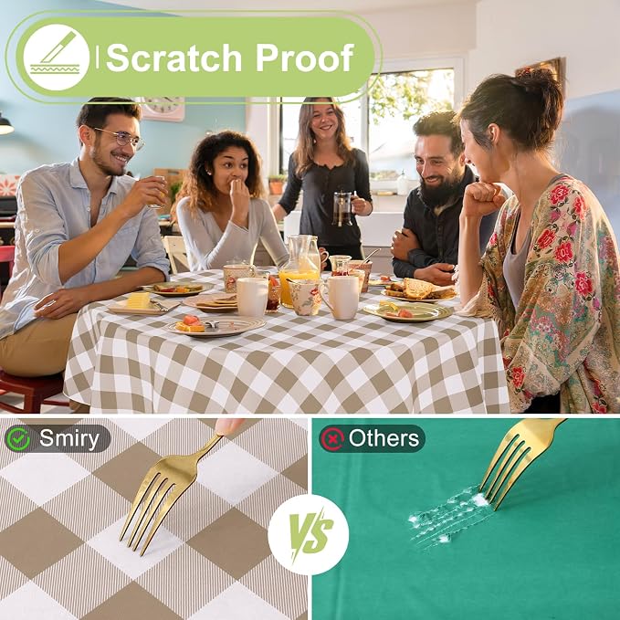 Smiry Oval Table Cloth, Waterproof Vinyl Tablecloths - Image 5