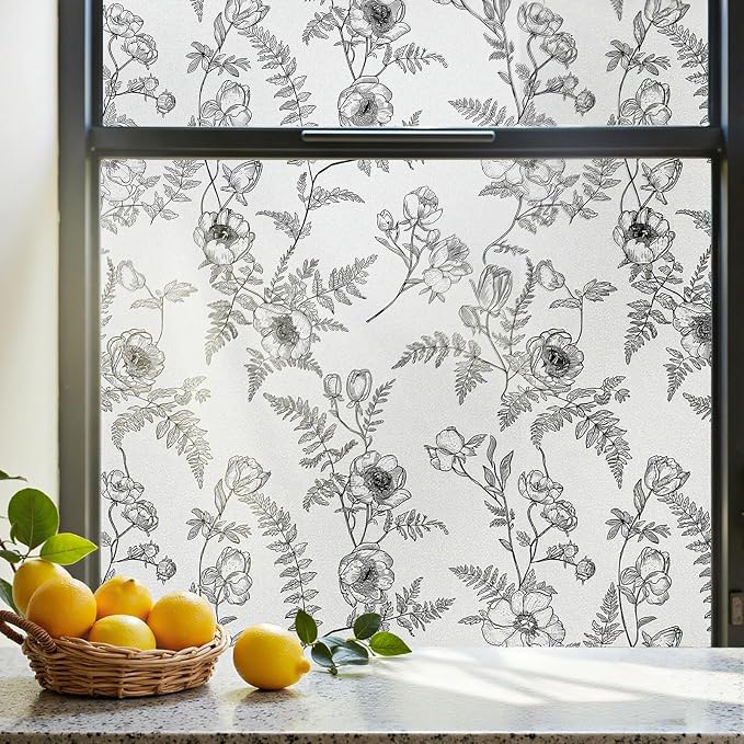 ADD.HERES Window Privacy Film, Colorful Floral Window Stickers, Removable DIY by ADDHERES