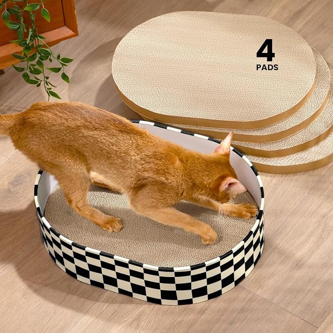 Cat Scratcher Box with 4 Cat Scratching Board Reversible Scratch Pad, Heavy by Conlun