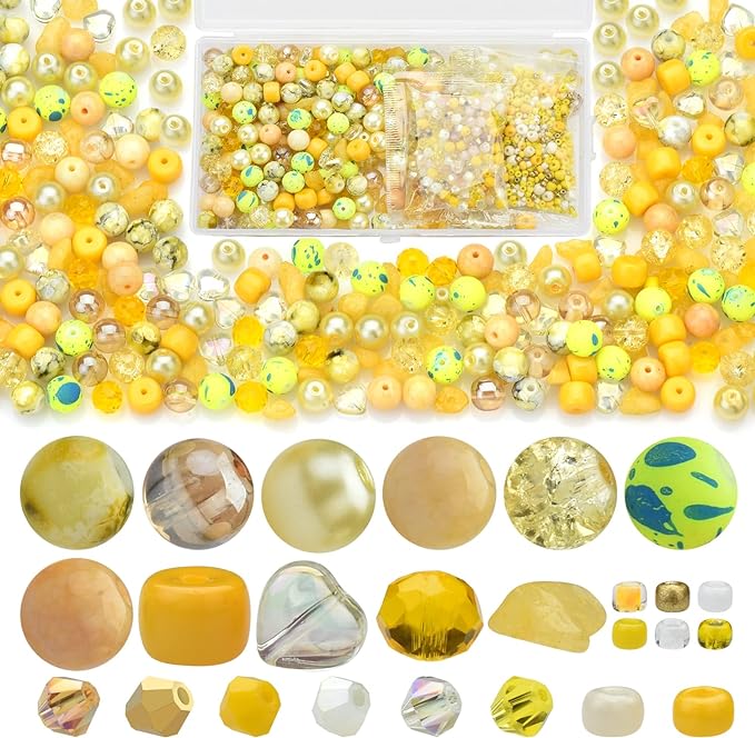 Rired 27 Yellow Glass Beads for Bracelet kit, Earring and Phone Chain by RIRED27