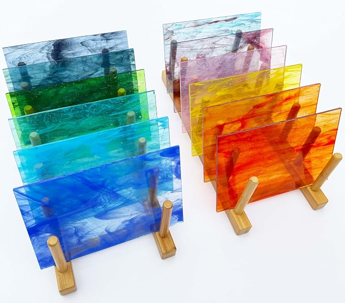 LITMIND 12 Sheets Streaky Transparent Stained Glass Pack – Mystic Wispy Rainbow - Image 4