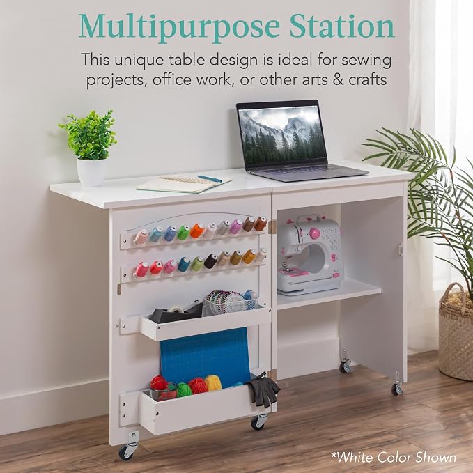 Best Choice Products Folding Sewing Table Multipurpose Craft Station & Side Desk - Image 4