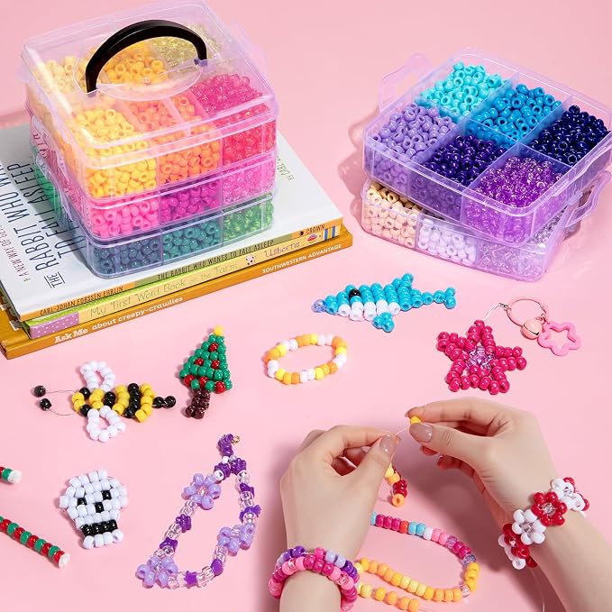 Simetufy 6000Pcs Pony Beads, 30 Colors 6x9MM Kandi Beads Bulk - Image 5