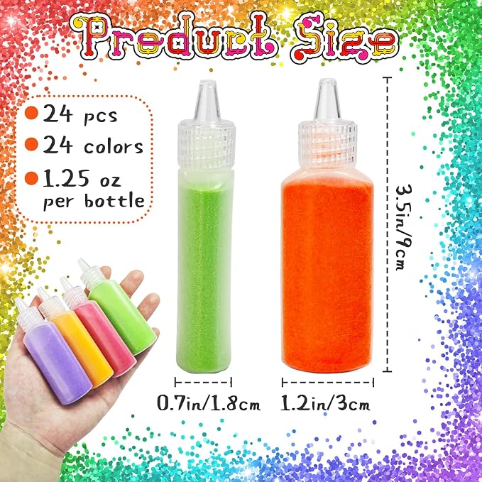Panxxsen 24PCS Colored Art Sand Kit, 1.25oz Bottles DIY Craft Set - Image 2