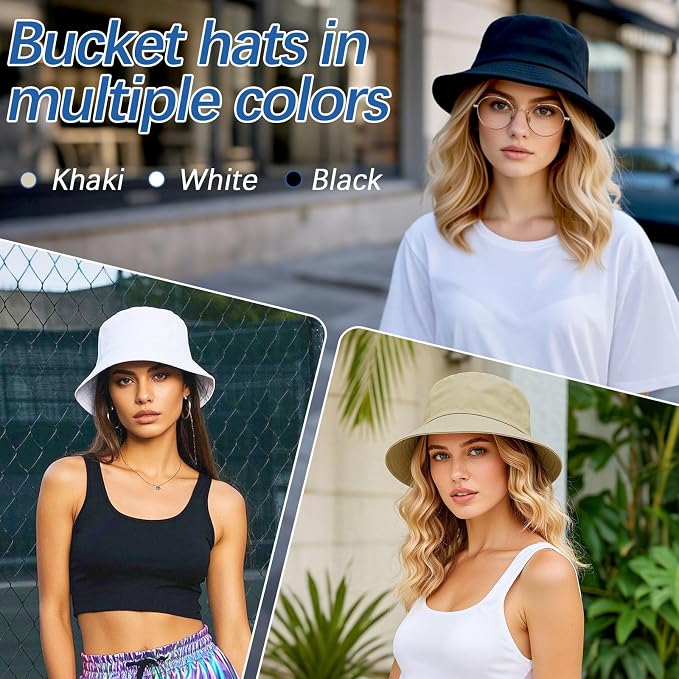 Bucket Hats Bulk Solid Color DIY Blank Hat Bucket Hats - Image 3