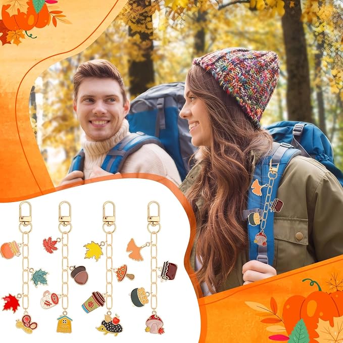 AUGSUN 189Pcs Fall Keychain Making Kit Autumn Thanksgiving Keychain Craft | - Image 3