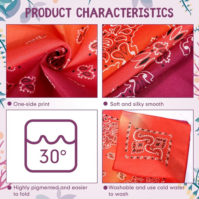 100 Pack Bandanas Unisex Paisley Bandanas Bulk Multi Purpose Cowboy Head Wrap - Image 5