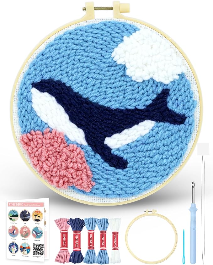 FIVEIZERO DIY Punch Needle Kit for Beginners, Yarn Punch Needle Art Craft Kit by FIVEIZERO