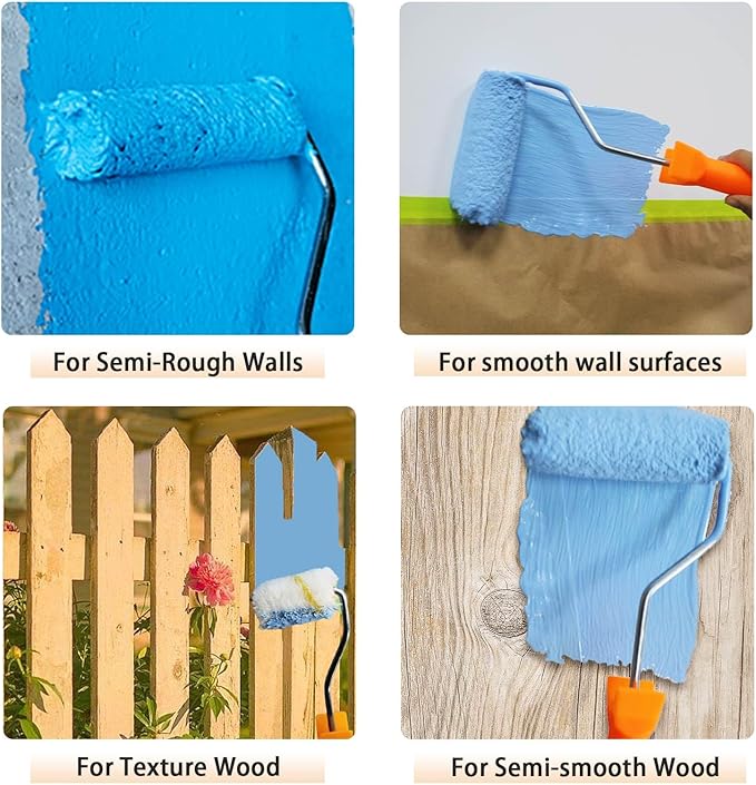 10 Pieces Paint Roller Cover, 6 inch Microfiber Roller Covers, Washable Covers for Roller Frame, House Painting Supplies, Naps for Paint Roller Brush for Painting Walls Ceilings